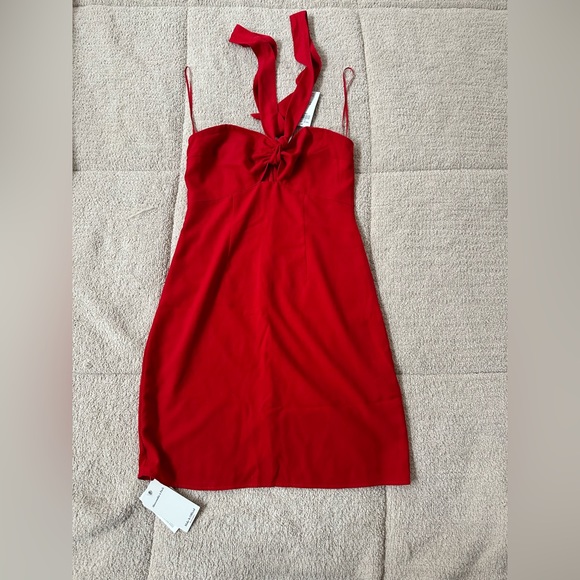 Abercrombie Knot-Front Cutout Halter Mini Dress in Red NWT - Picture 7 of 7